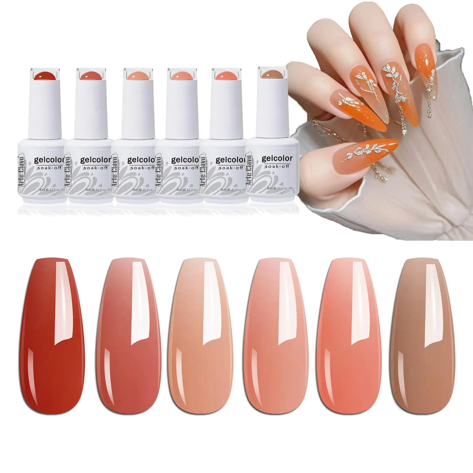 Arte Clavo Winter Gel Nail Polish Set 6 Colors Jelly Gel Polish Nude Pink Red Gel Neutral Nail Art Design Translucent Gel Nail Kits Soak Off Uv Nail Lamp Cured Nail Manicure DIY Home for Women 626…
