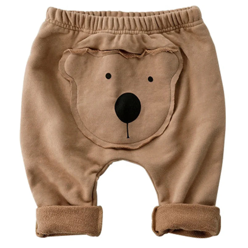 PP Long Pants for Infants with Cartoon Animal Print