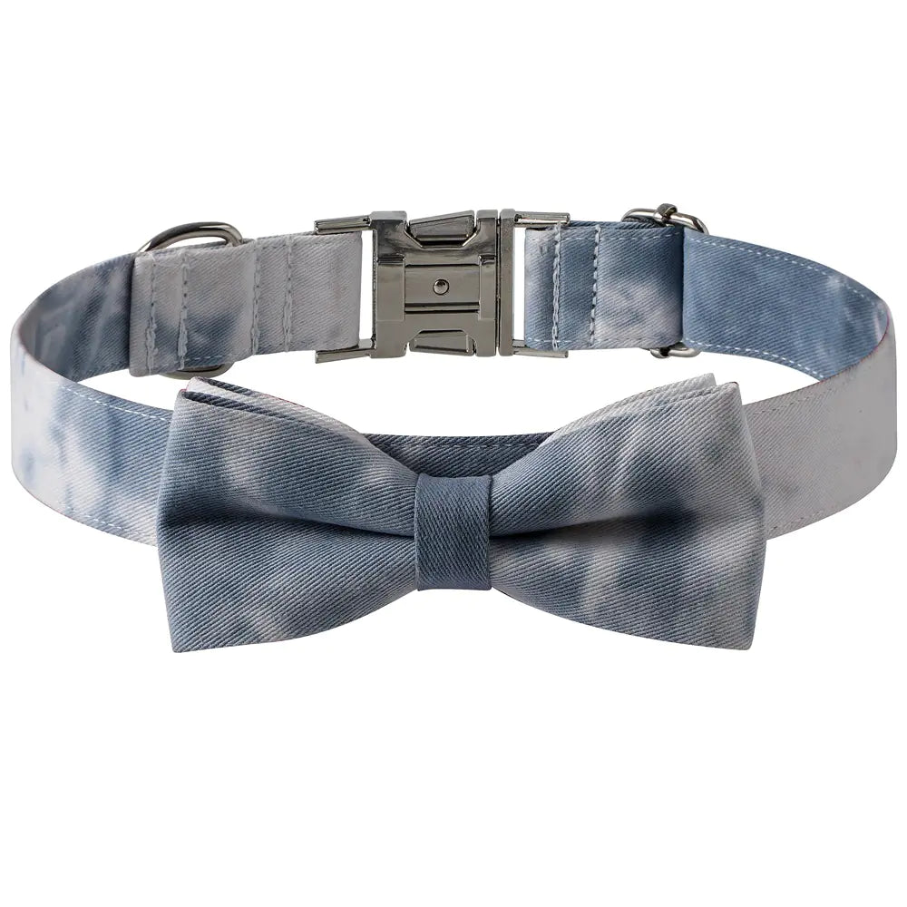 Cotton Tie-Dye Pet Collar with Alloy Buckle Bow