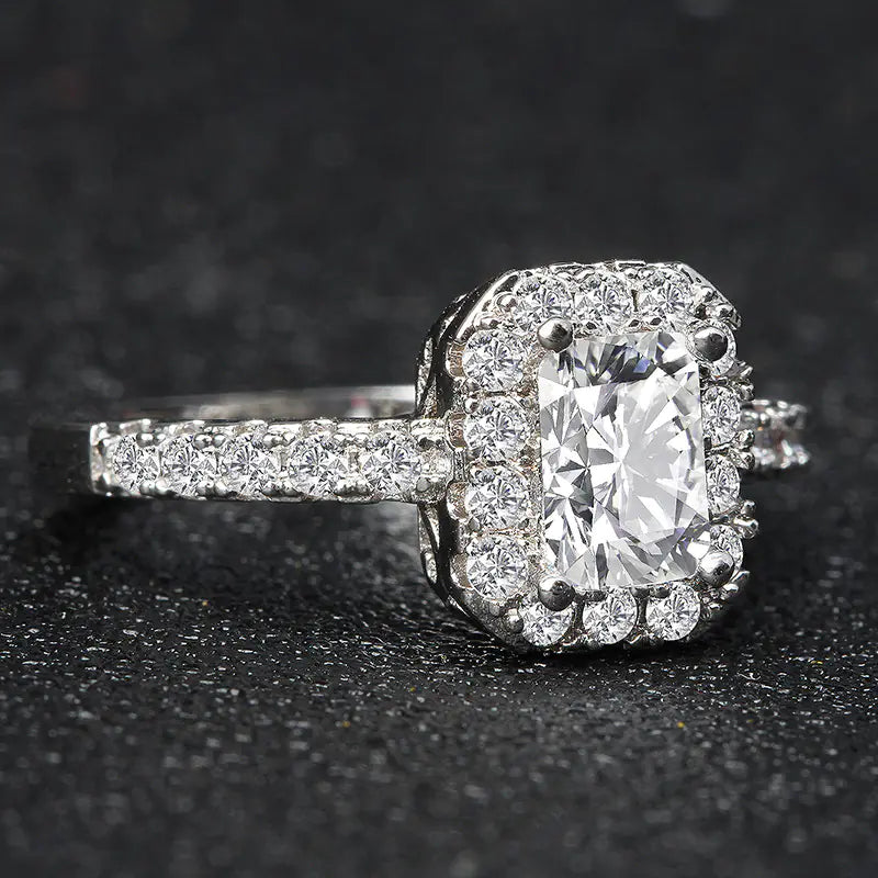 Topaz Engagement Ring with Square Diamond Gemstone