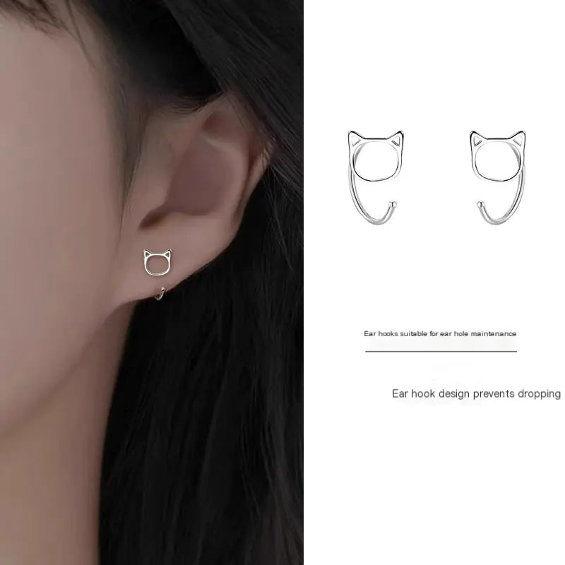 Hollow Cat Ear Hook Earrings for Sleep and Comfort
