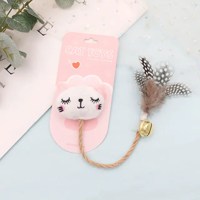 Funny Cat Toy with Feather, Bell, and Hemp Rope