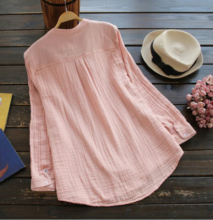 Pure Cotton Stand Collar Shirt