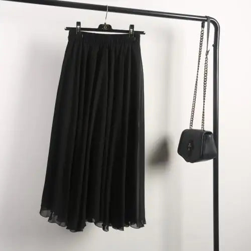 Spring Chiffon A-Line Pleated Half-Length Skirt