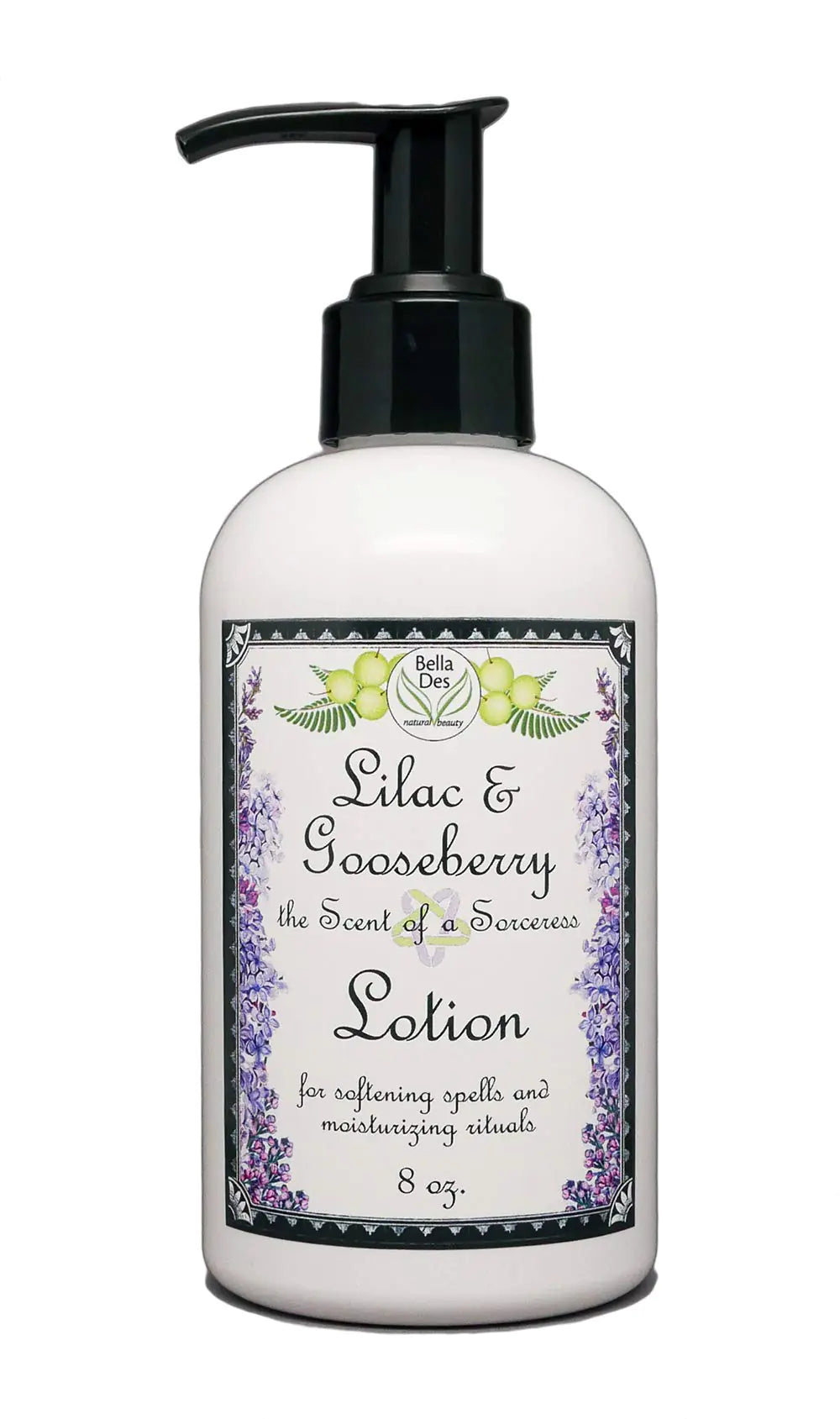 Lilac and Gooseberry Moisturizing Body Lotion 8 ounces Yennefer Scent of a Sorceress with Organic Extracts Natural Oils Hydration for Dry Skin by Bella Des Natural Beauty