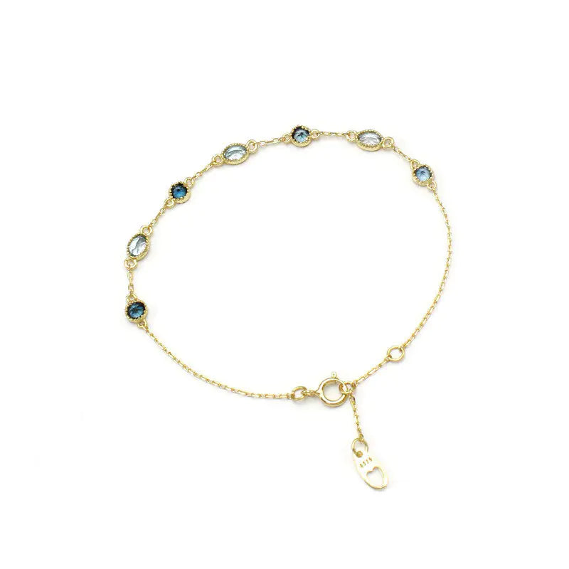 Luxury Blue Topaz Bracelet for Women, Gold-Plated 925 Silver