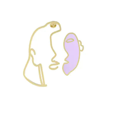 Abstract Enamel Half-Face Line Earrings for Women