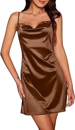 Satin Backless Lace Up Dress - Elegant Style