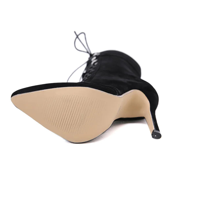 Women's High Heel Lace-Up Suede Ankle Boots