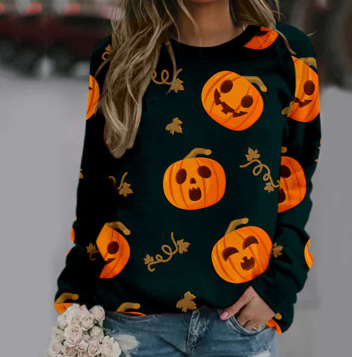 Halloween Women's Long Sleeve Printed Sweater