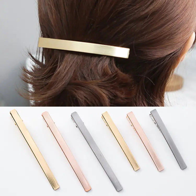 Minimalist Gold Metal Hair Clip - Simple Chic Design