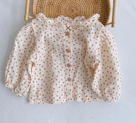 Comfortable Baby Western Style Wood Ear Collar Shirt