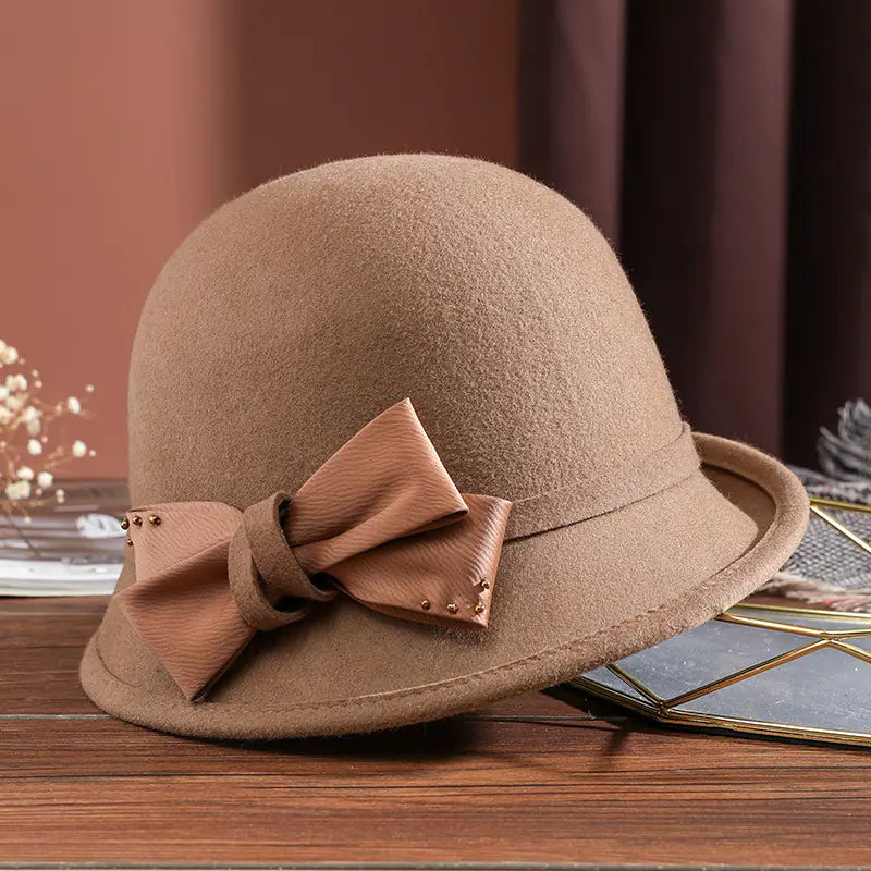 Elegant Women's Wool Top Hat for Autumn & Winter