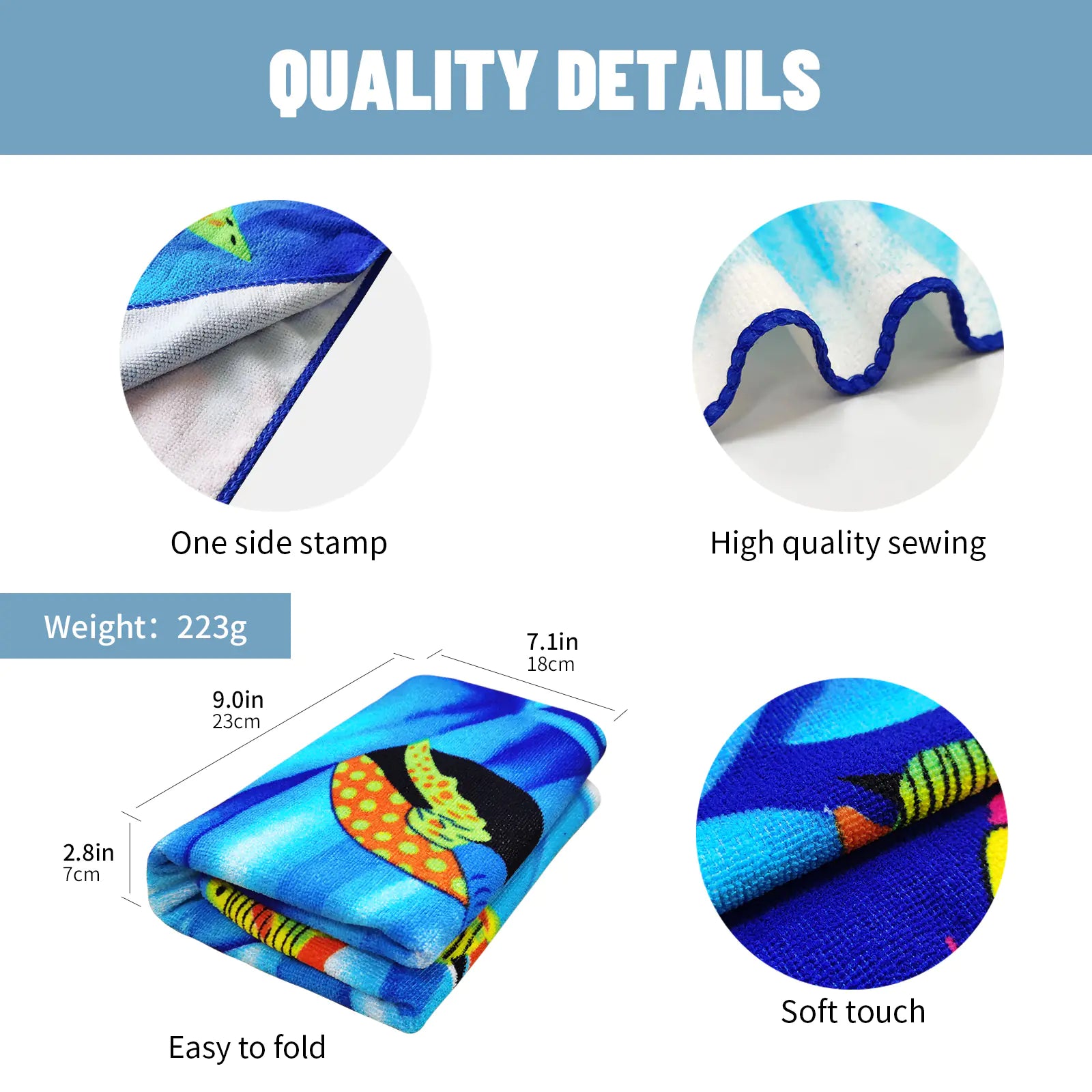 Blue Whale and Yellow Fish Oversized Quick Dry Towel