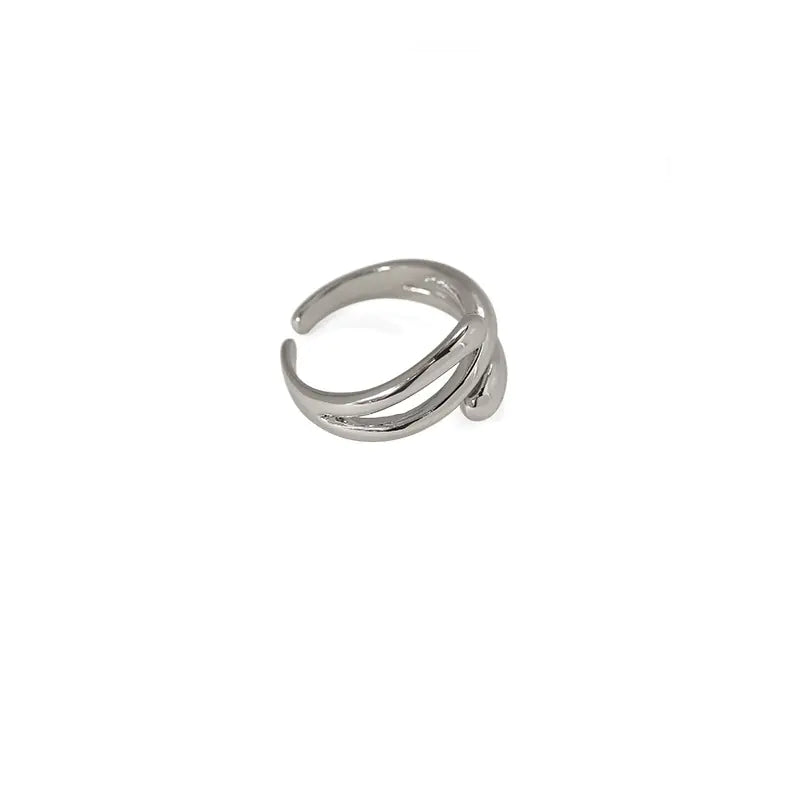 Geometric Brass Ring with White Gold Plating