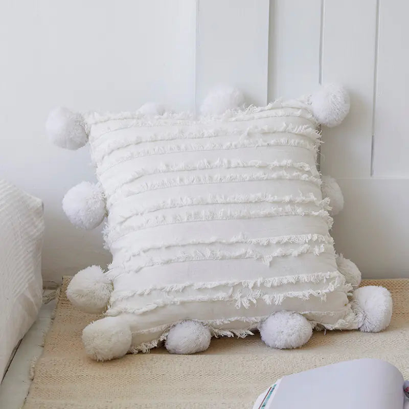 Nordic Cotton Linen Plush Decorative Throw Pillow