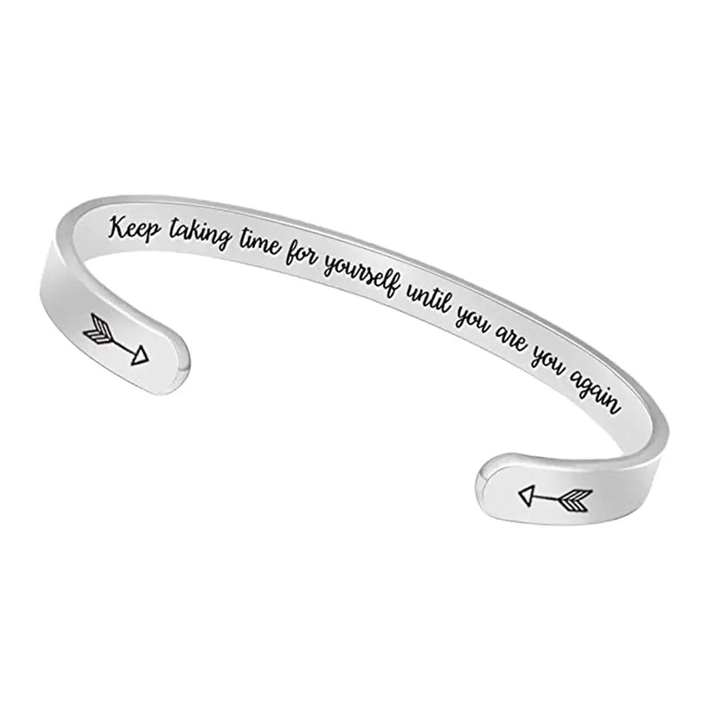 Inspirational C-Shaped Stainless Steel Bracelet