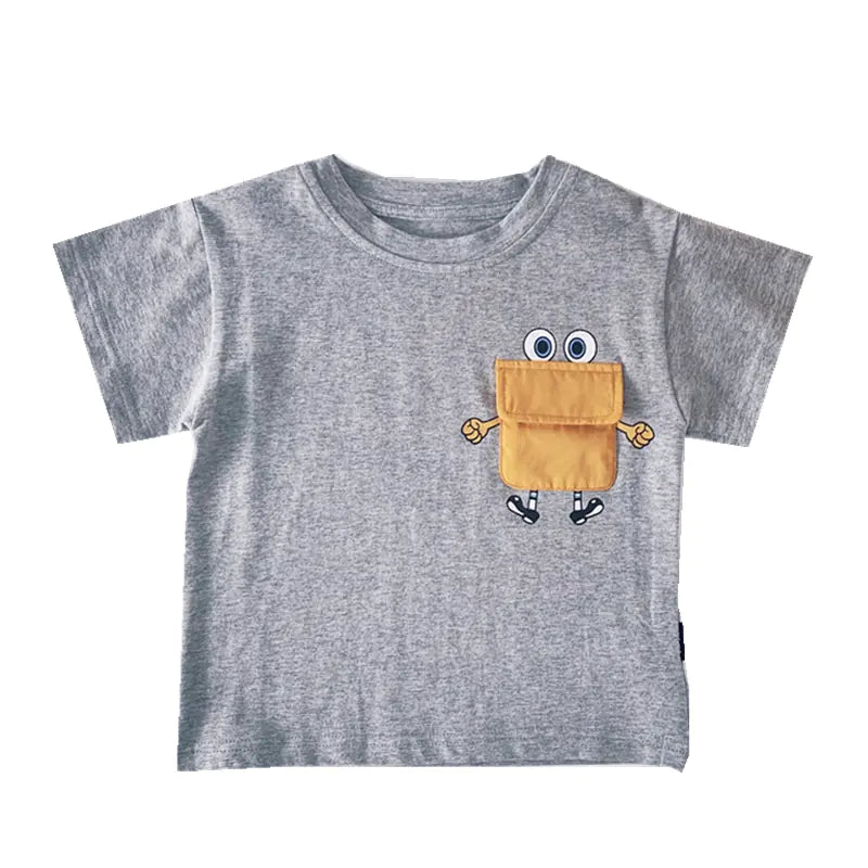 Cute Contrast Color Pocket Top for Kids (Summer)