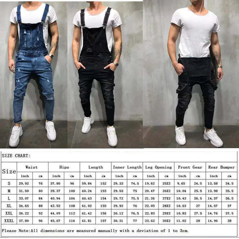 Stylish Men's Denim Jumpsuit and Slim Frayed Pants