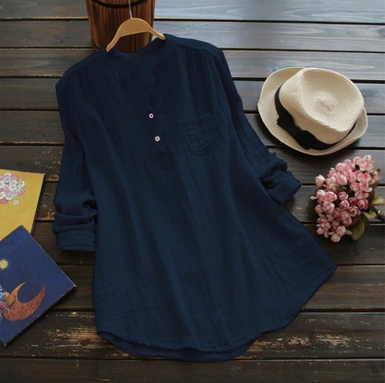 Pure Cotton Stand Collar Shirt