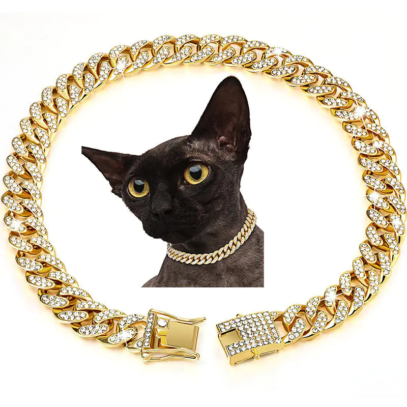 Diamond Hip Hop Dog Collar and Necklace Combo