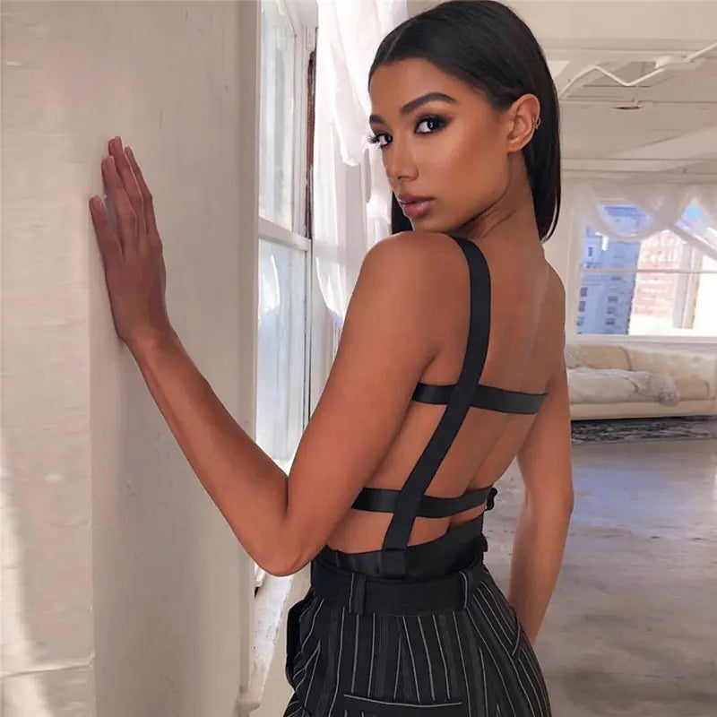 Women's Sexy Backless Jumpsuit with Mesh