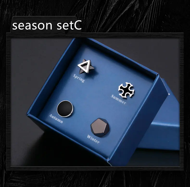 925 Silver Men's Stud Earrings Set (Minimalist Style)