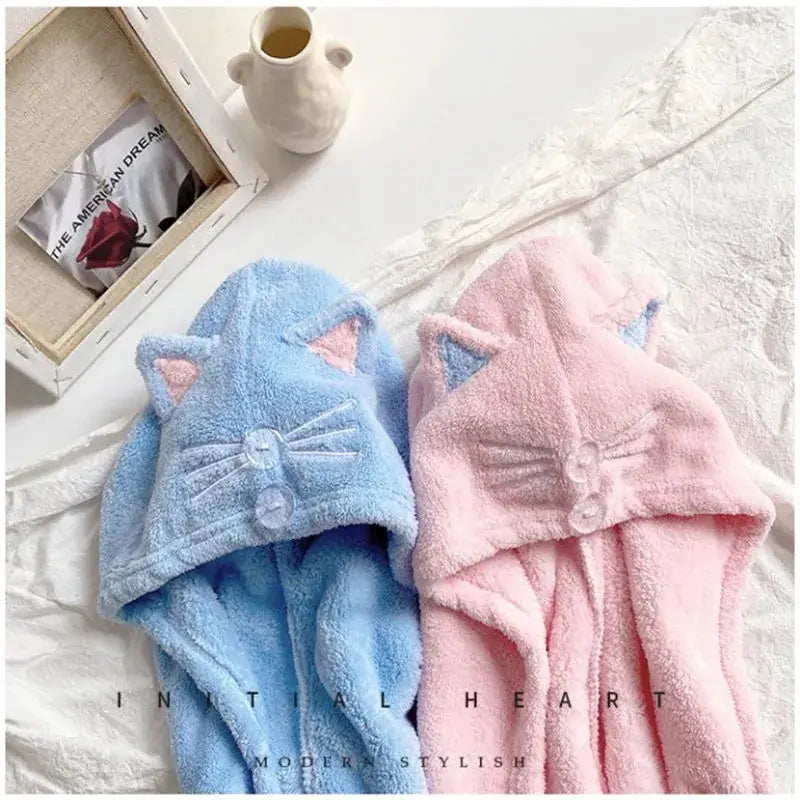 Cute Cat Microfiber Quick-Drying Bath Towel for Women