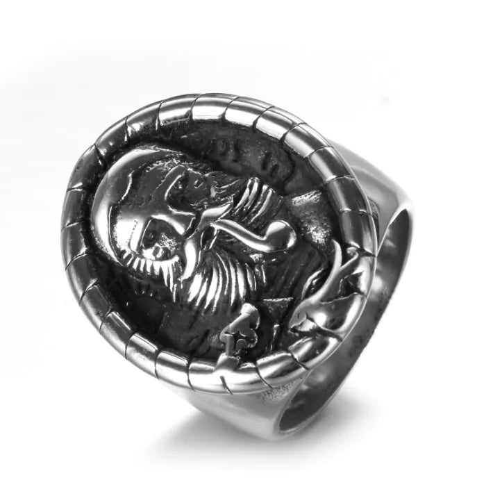 Stainless Steel Men's Vintage Skull Smoking Ring