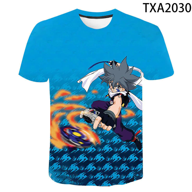 Beyblade Burst 3D Print Round Neck T-Shirt