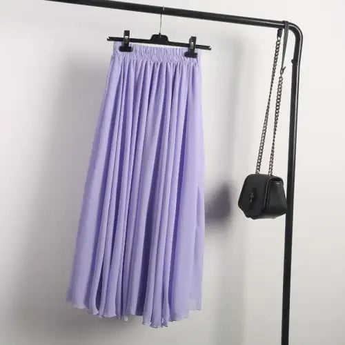 Spring Chiffon A-Line Pleated Half-Length Skirt