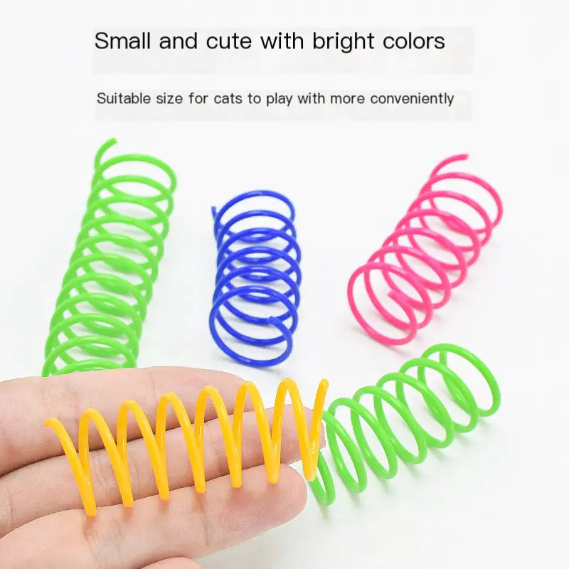 Interactive Colorful Plastic Spring Cat Toy Balls (4 Pack)