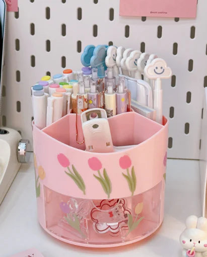 Large Capacity Rotating Pen Holder for Desk Organizer