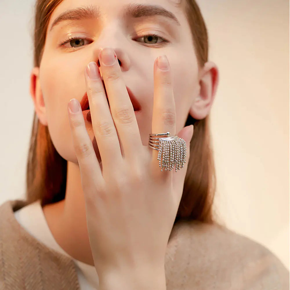 Spring Wheat Ear Tassel Joint Ring for Women