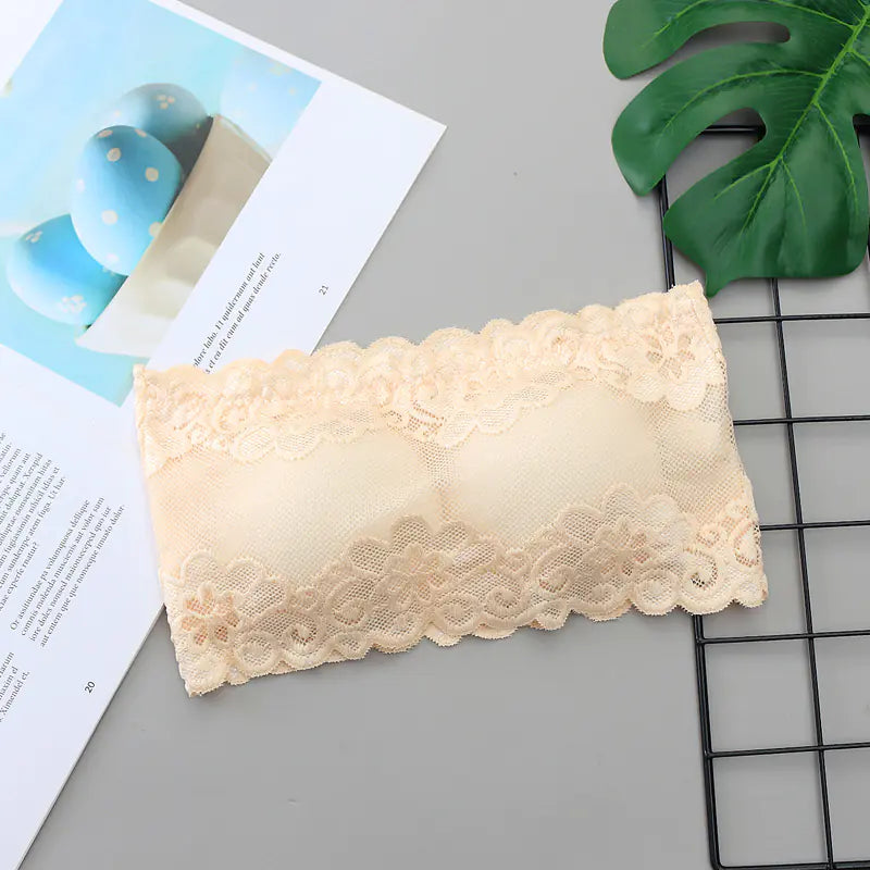 Lace Bandeau Top with Adjustable Straps and Padding
