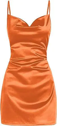 Satin Backless Lace Up Dress - Elegant Style