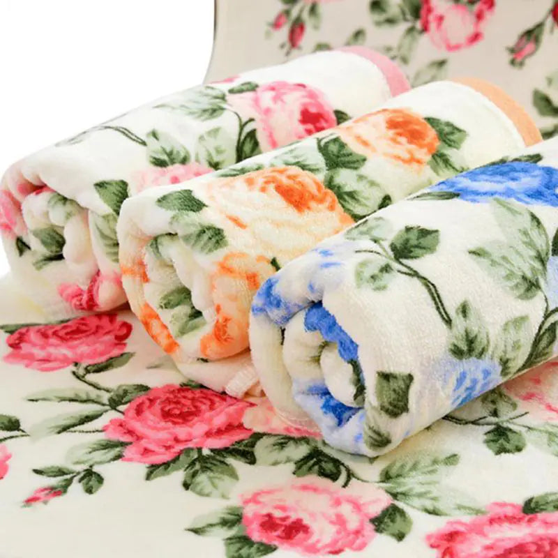 Soft Peony Printed Quick-Drying Bath and Face Towel