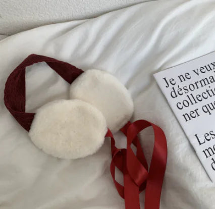 Korean Plush Lace-Up Soft Earmuffs for Girls