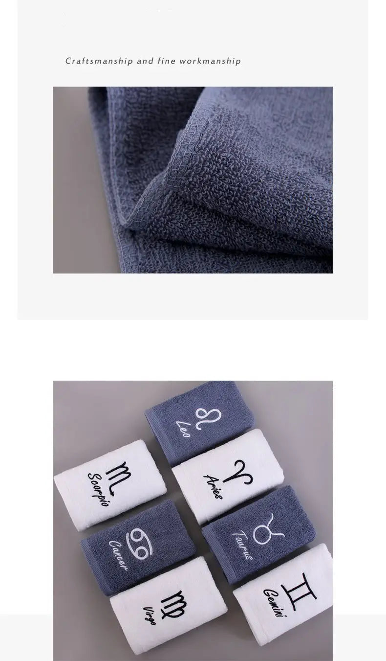 Cotton Thickened Face Towel with Embroidered Constellations