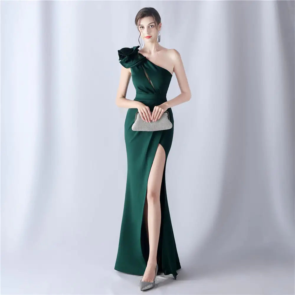 Craft Flower Evening Dress for Wedding Banquet Ladies