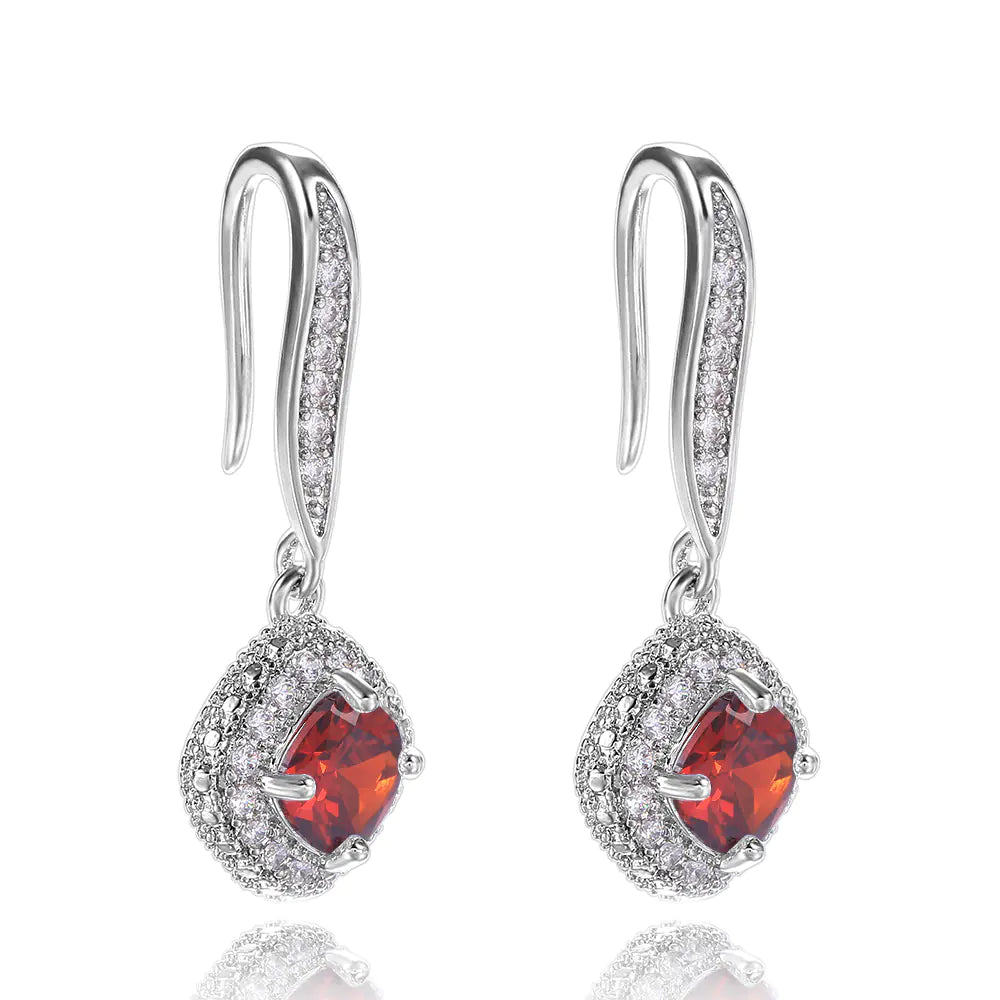 Square Zircon Earrings - Elegant and Versatile Design