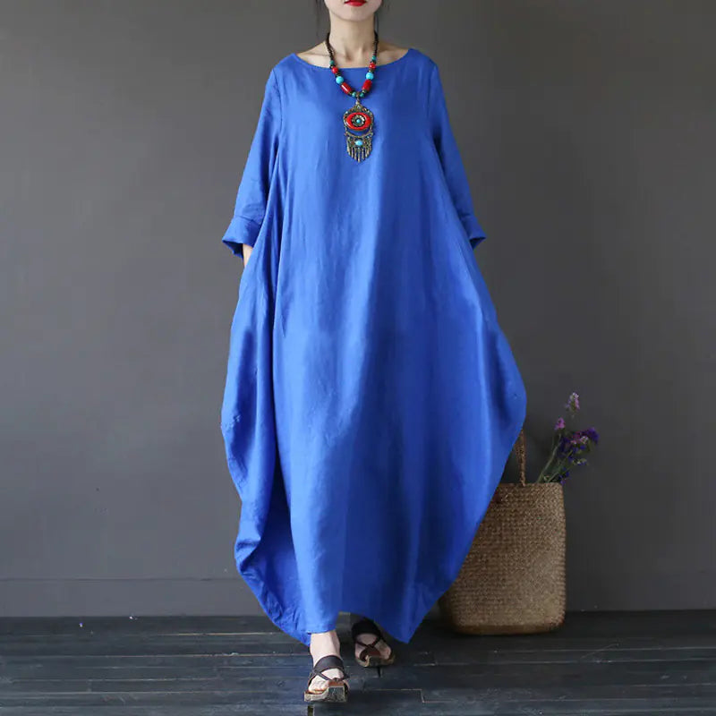 Loose Plus Size Cotton Linen Maxi Dress