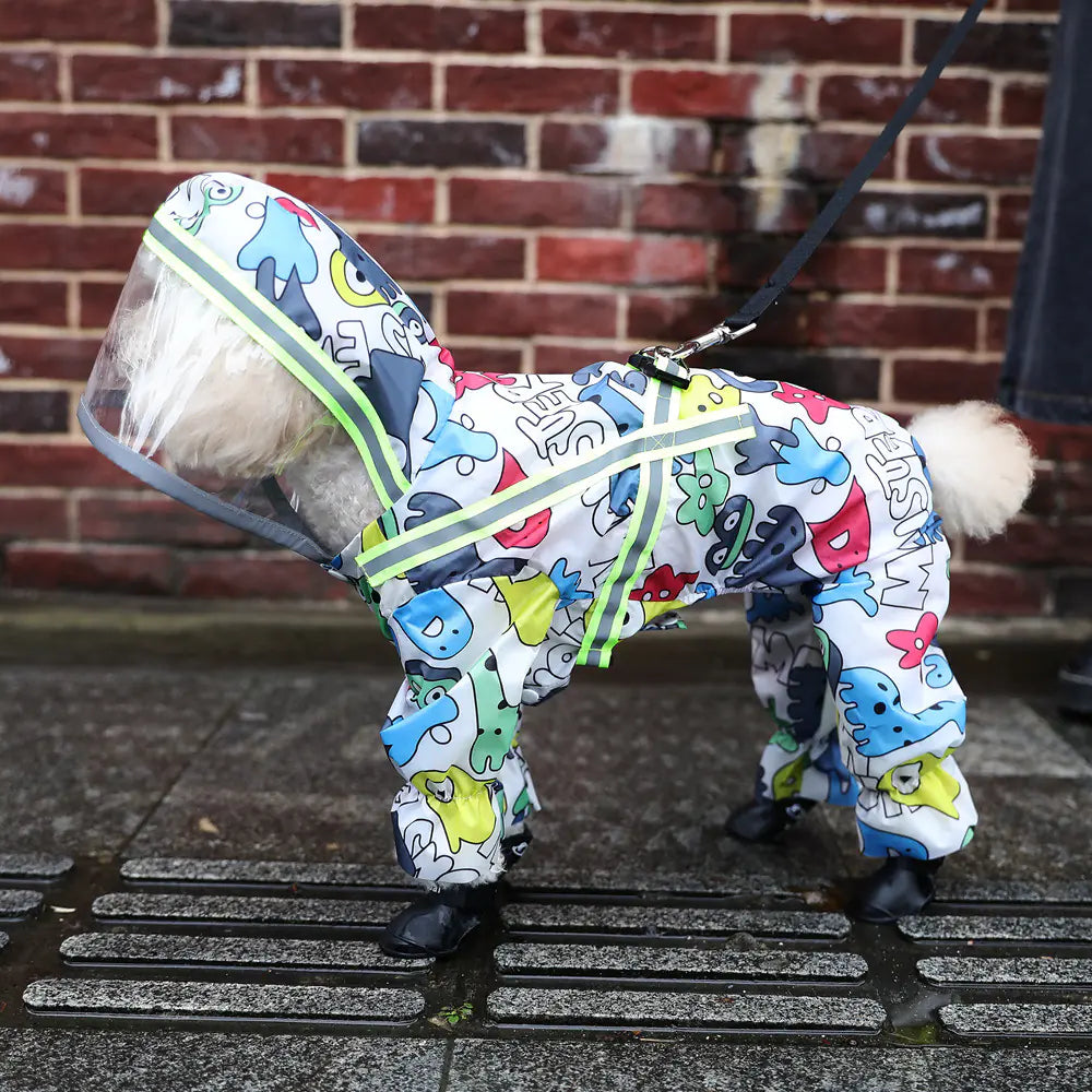 Waterproof Dog Raincoat with Teddy Bag Belly
