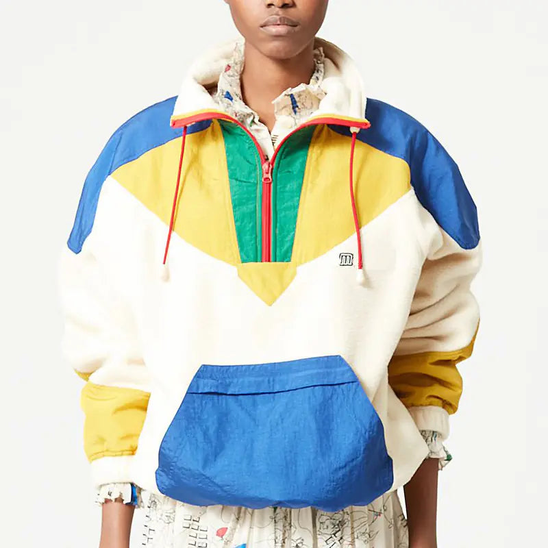 Women's Contrast Color Zipper Fleece Sweatshirt