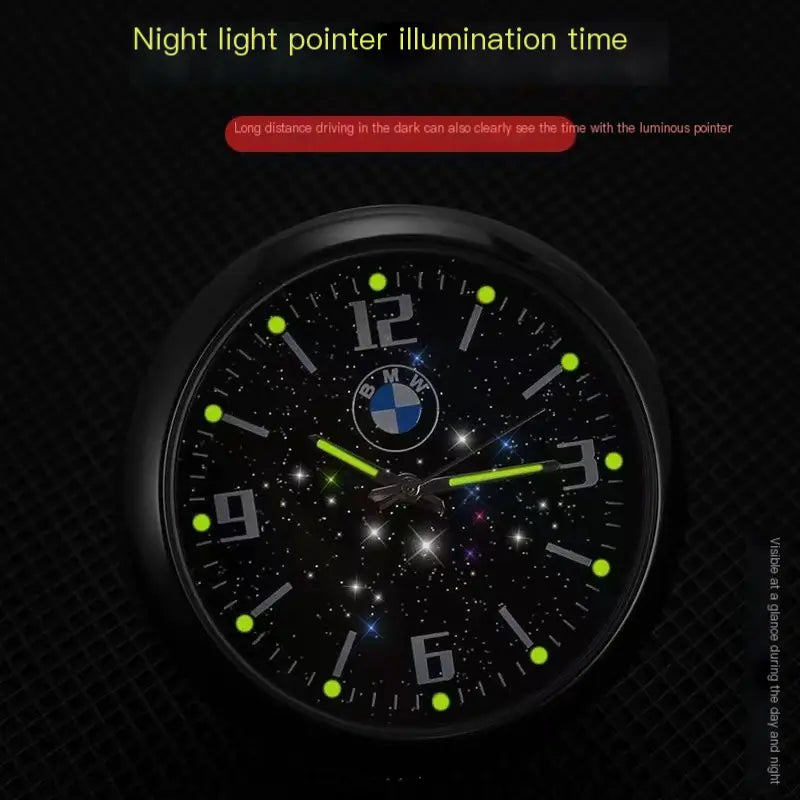 Car Dashboard Starry Night Clock - Quartz Timepiece