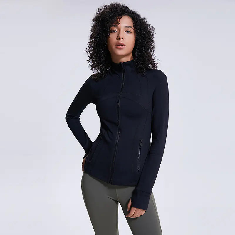 Women's Nylon Stretch Zip-Up Yoga Jacket for Fall/Winter