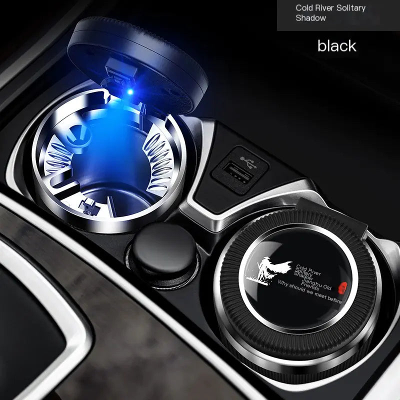 Multifunctional Car Ashtray with LED Light and Metal Core
