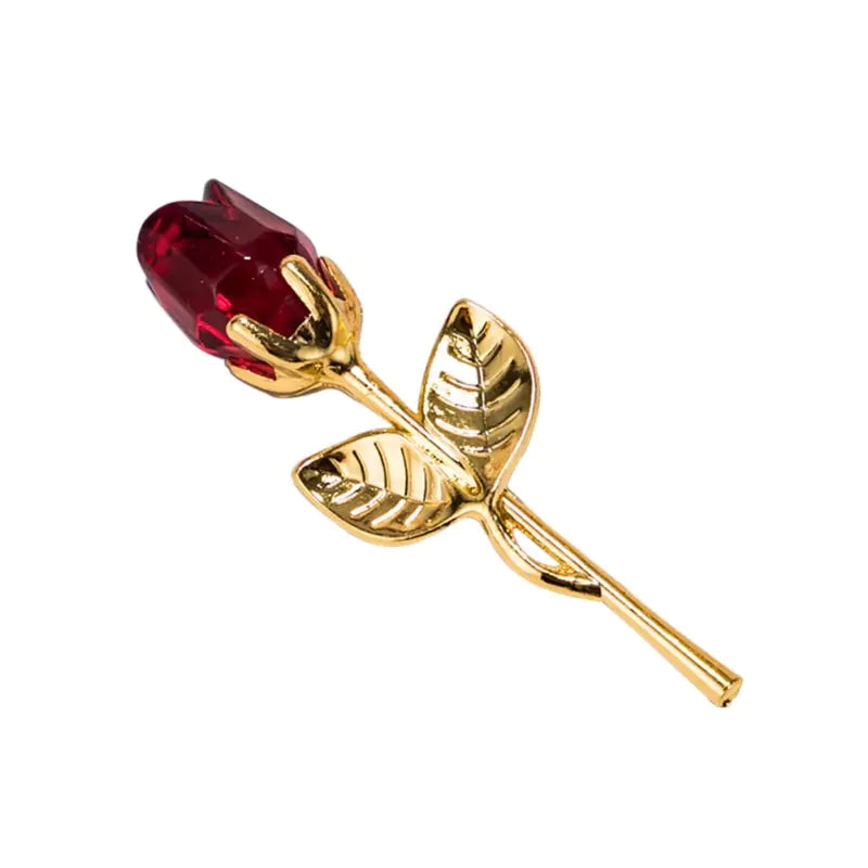 Crystal Rose Pendant with Metal Design