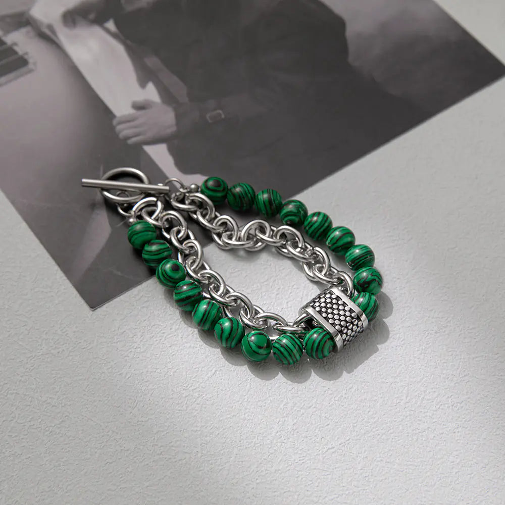 Natural Stone Bead Bracelet for Unisex