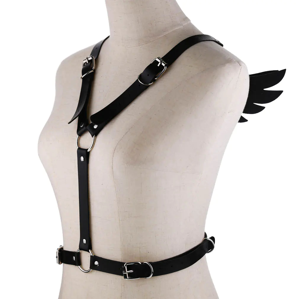 Women's Leather Angel Wings Harness Set